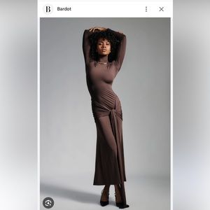 Bardot Alix Maxi Tie Front Dress In Chocolate
